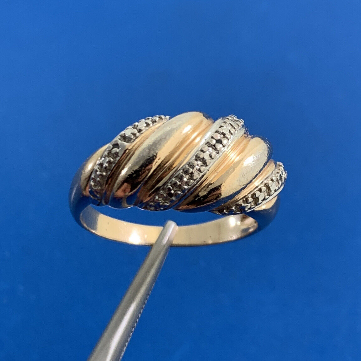 Designer Vermeil Two-Toned 925 Sterling Silver Twisted Statement Ring