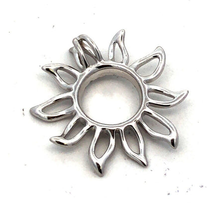 Designer NA HONKU 14K White Gold Round Diamond Sun Rays Summer Pendant