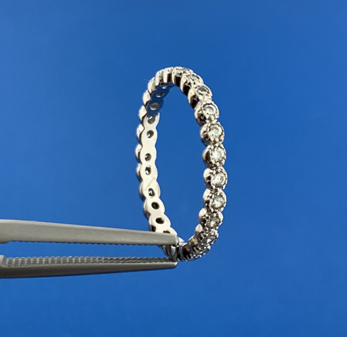 Stackable Sterling Silver 925 ATI Round Cubic Zirconia Eternity Bridal Ring