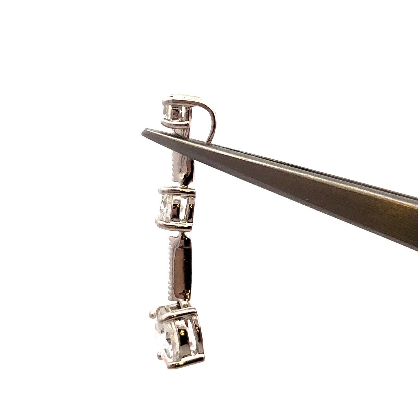 Designer J 925 Sterling Silver Round Cubic Zirconia CZ Trio Graduated Pendant