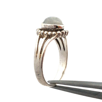 Estate 925 Sterling Silver Oval Moonstone Cabochon Size 6.75 Cocktail Ring
