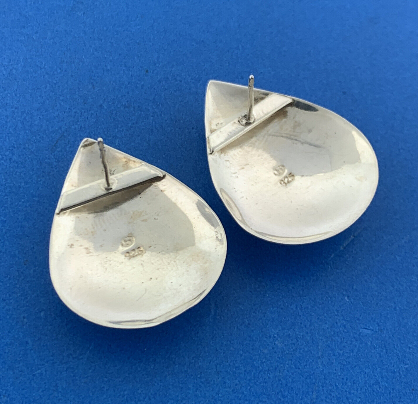 Native American Hallmarked Sterling Silver Red Carnelian Pear Statement Earrings