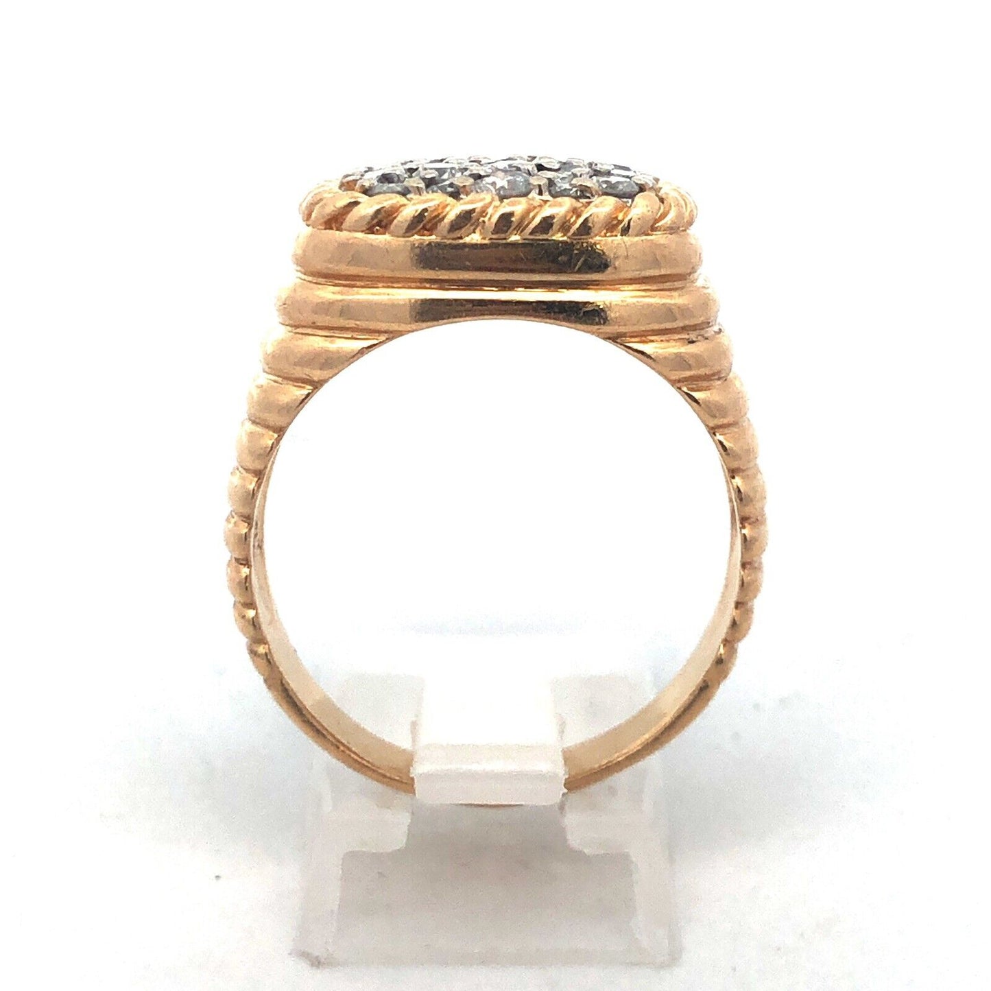 Estate Art Deco 14K Yellow Gold Unisex Diamond Cluster Statement Dome Ring