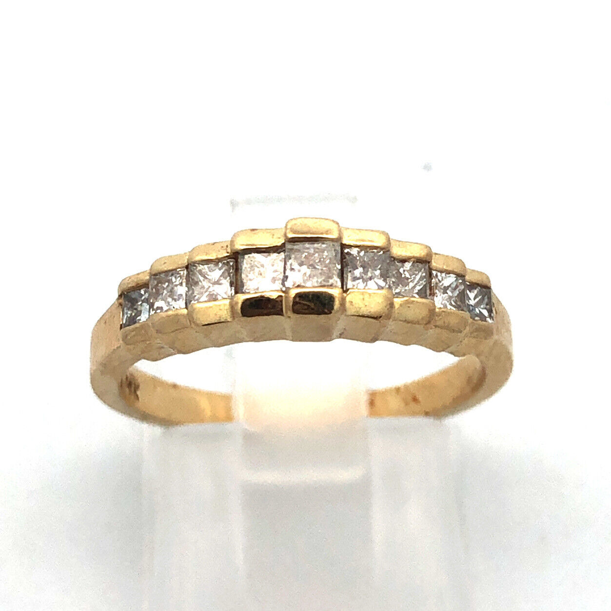 Gorgeous 14k Yellow Gold Princess Cut Diamond Waterfall Cascade Ring Size 6.5