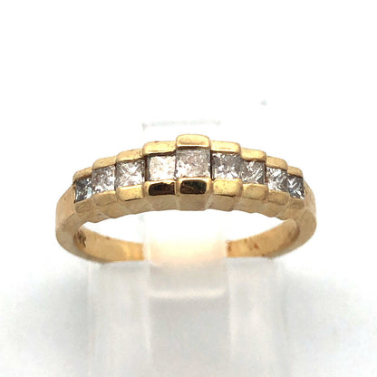 Gorgeous 14k Yellow Gold Princess Cut Diamond Waterfall Cascade Ring Size 6.5