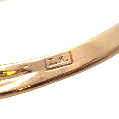 14K Yellow Gold Designer Trillion Cut White Topaz Blue Sapphire Accent Ring