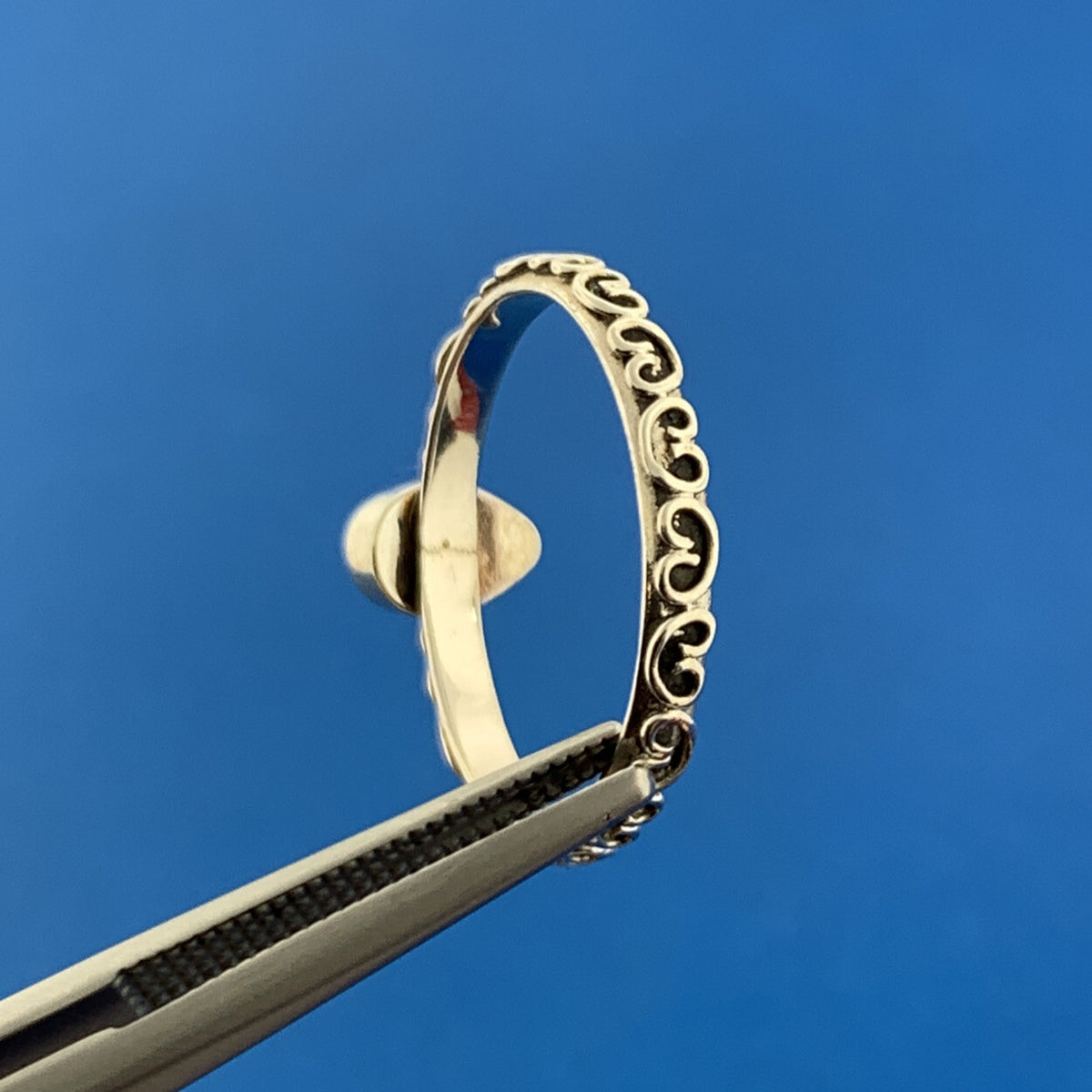 Designer 925 Sterling Silver Pear Moonstone Scroll Design Stackable Band Ring
