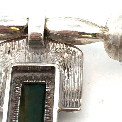 Designer Sterling Silver Chrysoprase Panel Modernist Statement Collar Necklace