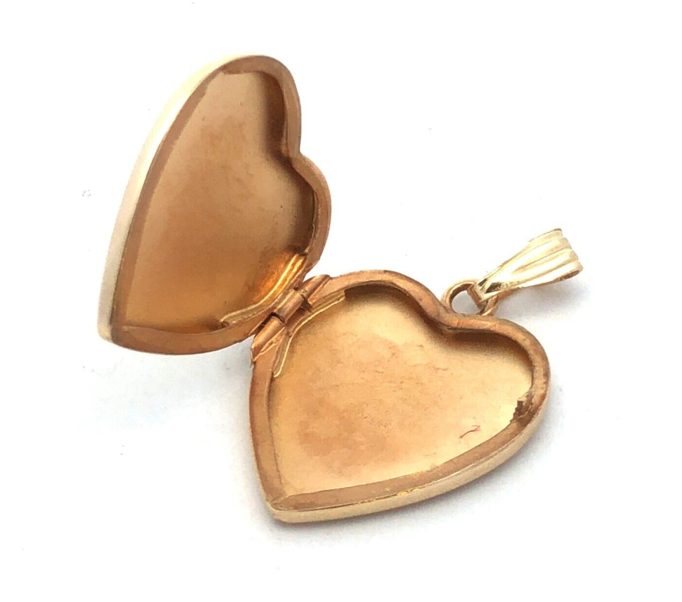 Designer HFB 14K Yellow Gold Floral Flower Engraved Heart Photo Locket Pendant