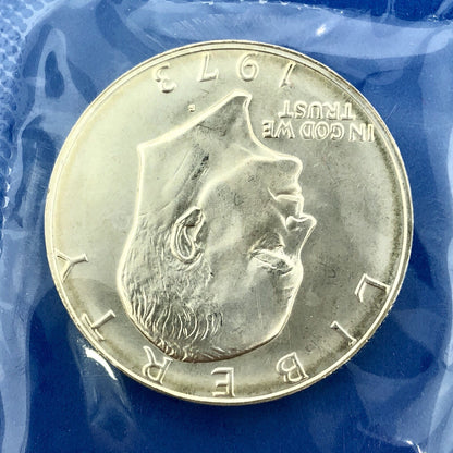 1973 S $1 Silver Eisenhower Gem Uncirculated Key Date 40% Coinage OMP Blue Env