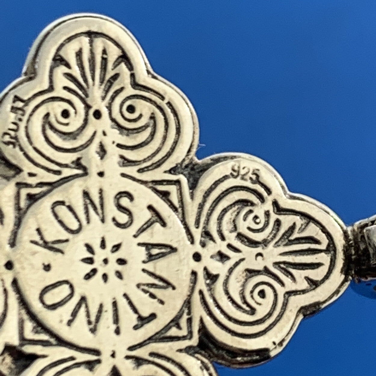 Konstatino 925 Sterling Silver 18K Yellow Gold Cross Statement Enhancer Pendant