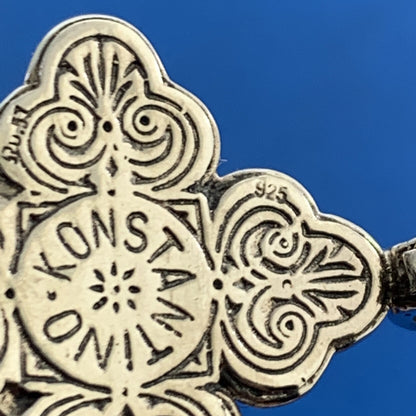 Konstatino 925 Sterling Silver 18K Yellow Gold Cross Statement Enhancer Pendant