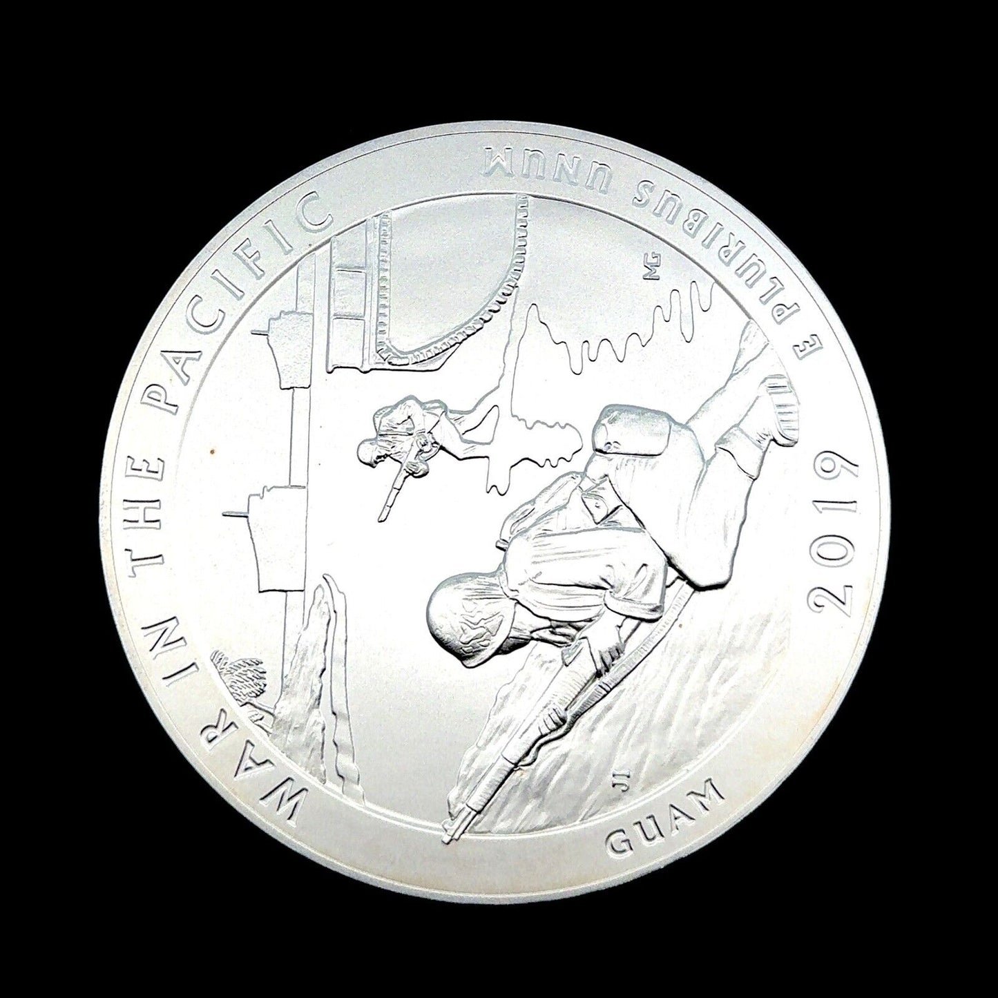 2019 P America The Beautiful Guam War in The Pacific 5 oz Silver Quarter Coin