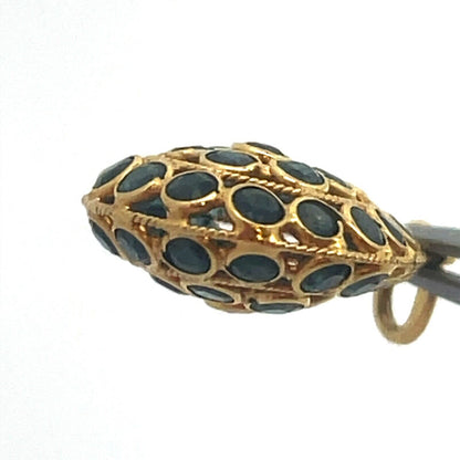 Vintage 18K Yellow Gold Blue Sapphire Pear Shaped Drop Pendant