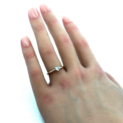 Designer 14K Yellow Gold Heart Cut Diamond Solitaire Promise Engagement Ring