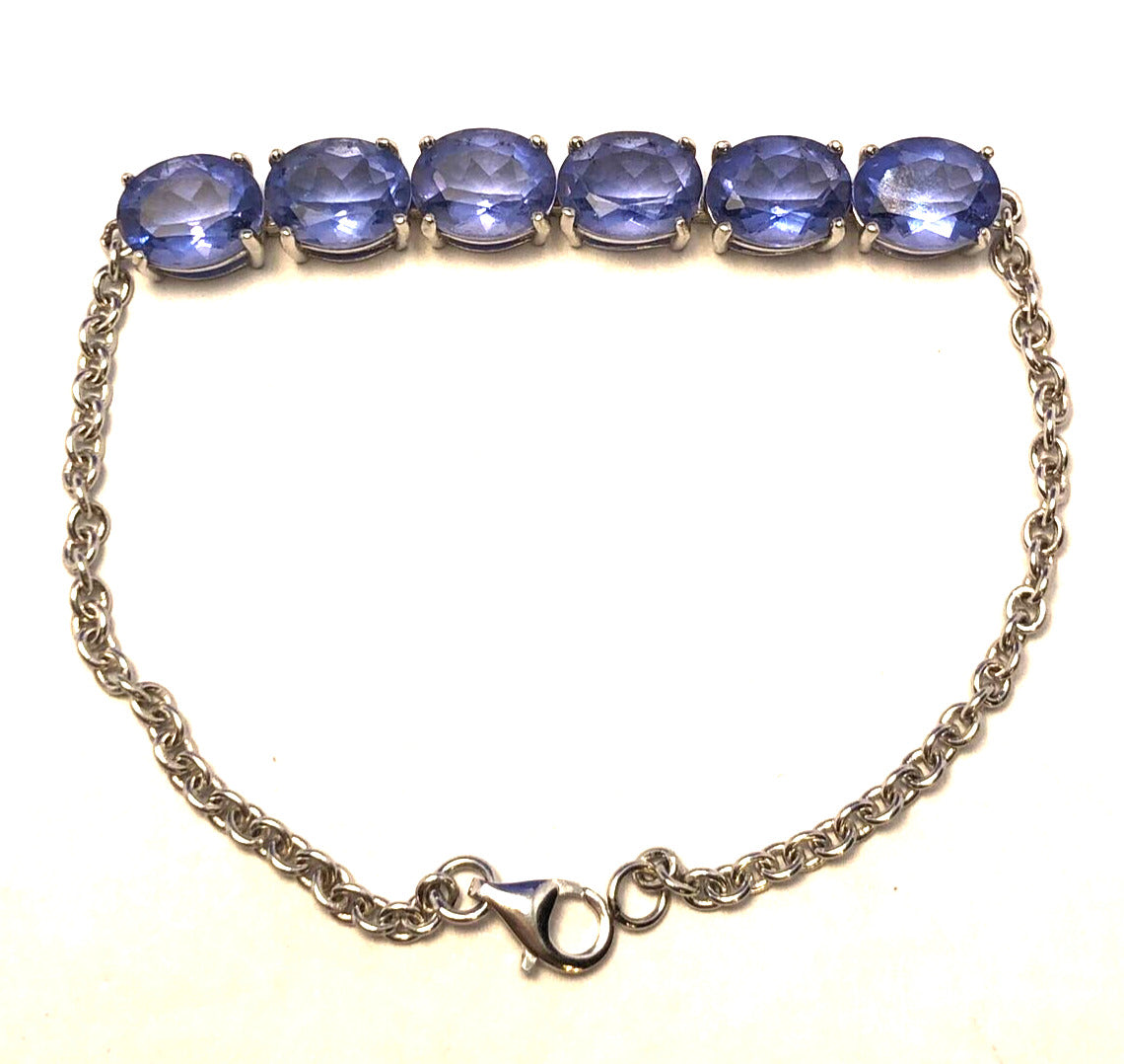 Designer TGGC 925 Sterling Silver Oval Tanzanite Statement Tennis Bracelet