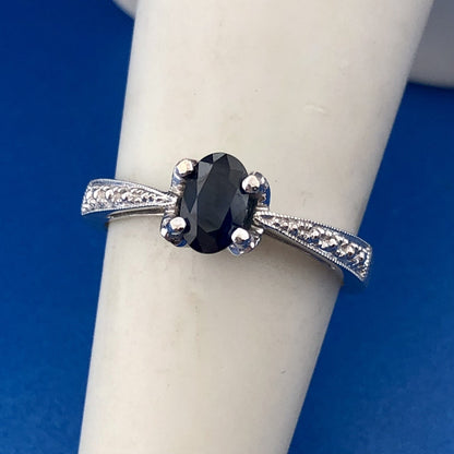 Designer YCH 14K White Gold Oval Sapphire September Occasion Anniversary Ring