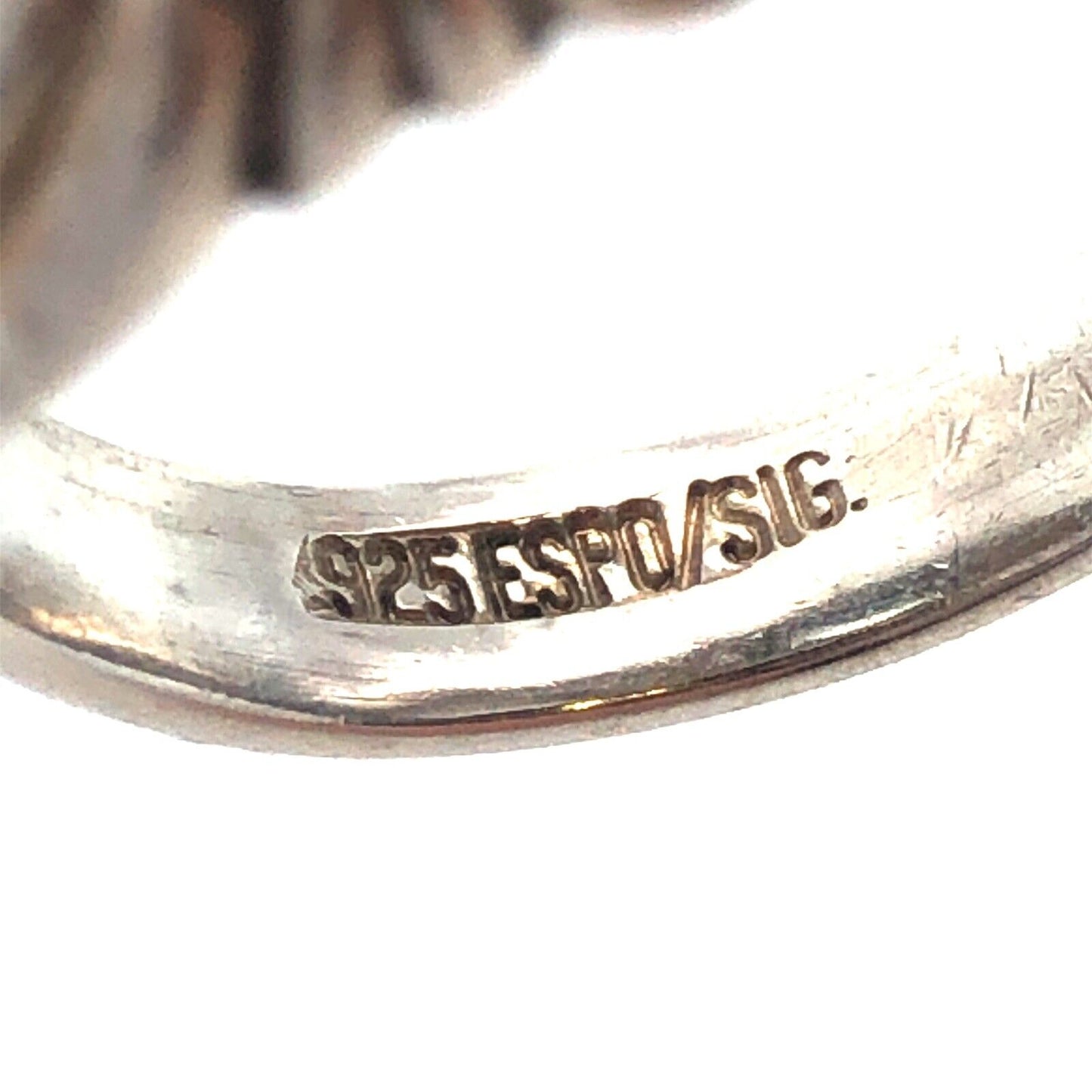 Designer Espo/Sig 925 Sterling Silver Oval Blue Topaz Chunky Textured Ring