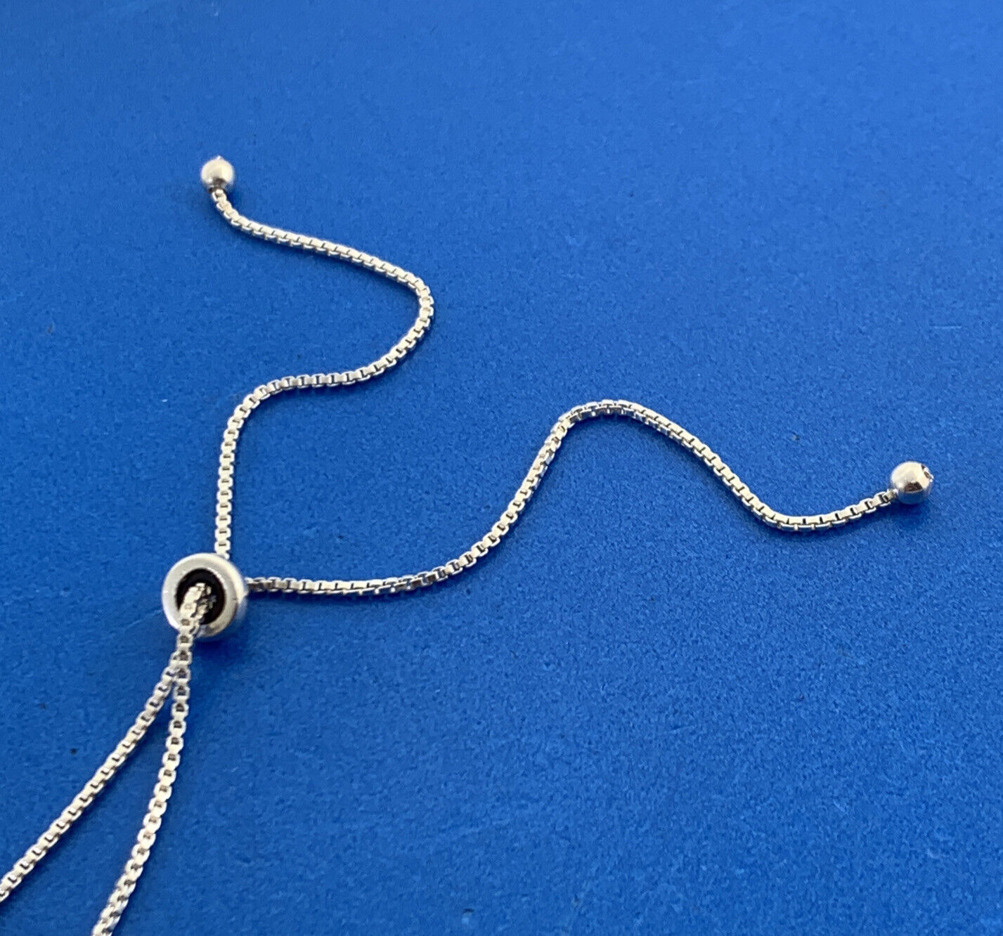 Designer FAS 925 Sterling Silver Taper Bead Adjustable Lariat Style Necklace