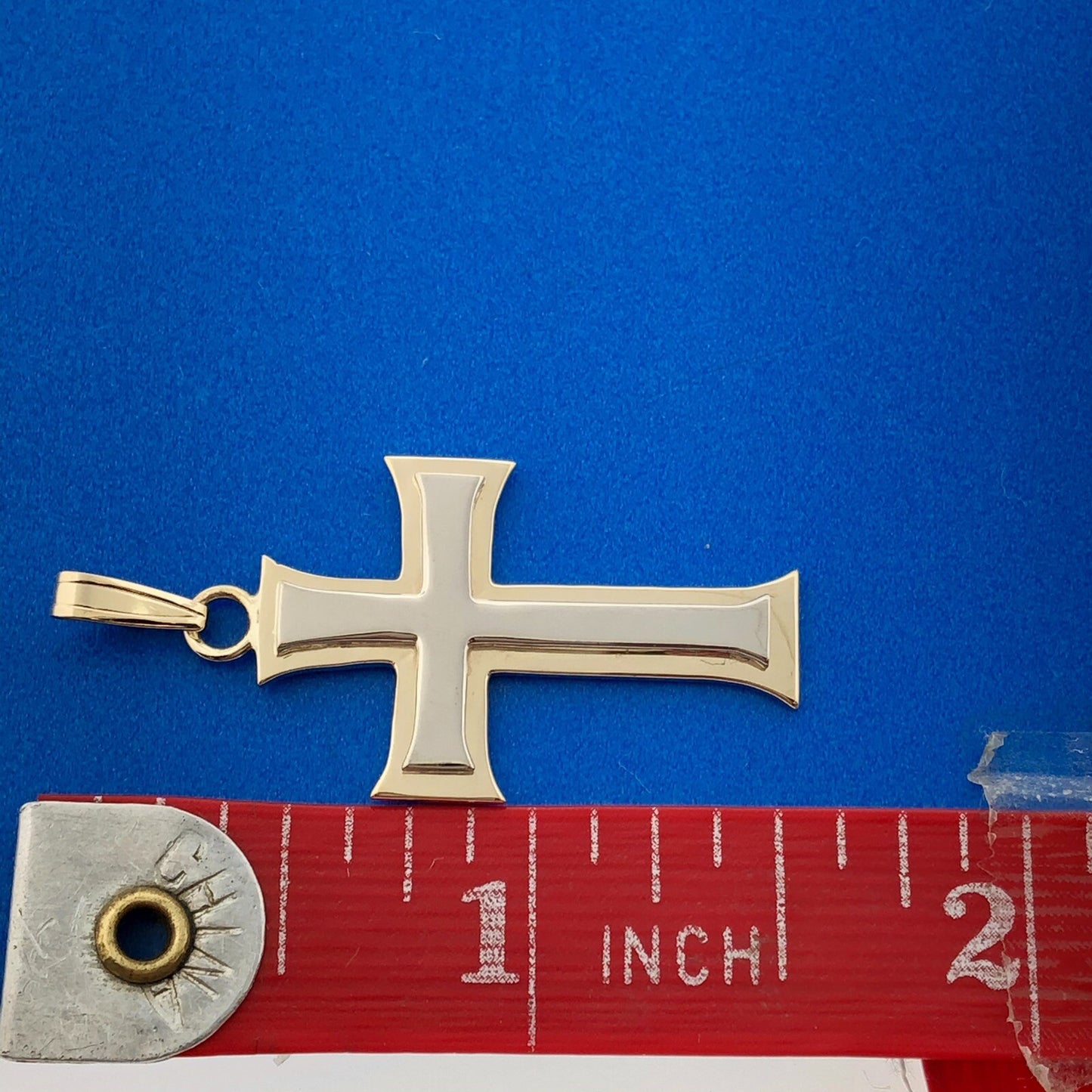 Modernist 14K Yellow White Gold 2 Toned Religious Faith Cross Communion Pendant