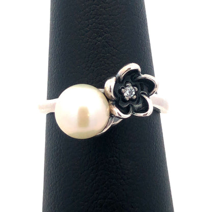 PANDORA ALE 925 Sterling Silver Cubic Zirconia Pearl Mystic Floral Ring 190924