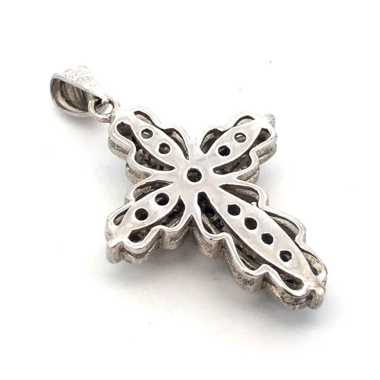 Designer 925 Sterling Silver Diamond Cross Religious Communion Pendant