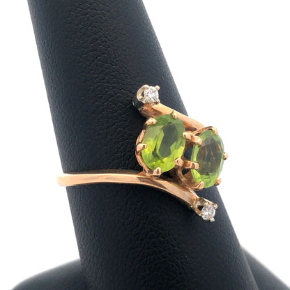 Modernistic 14K Yellow Gold Peridot Diamond Accent August Birthstone Ring