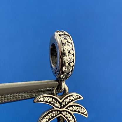 Pandora ALE 925 Sterling Silver Cubic Zirconia CZ 791540 Palm Tree Dangle Charm