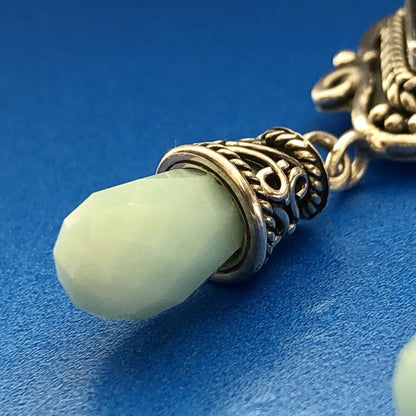 BA Suarti Sterling Silver 925 Abalone Aventurine Statement Drop Dangle Earrings