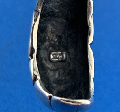 Vintage 925 Sterling Silver Pebbled Snake Skin 3 Dimensional Half Hoop Earrings