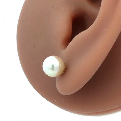 Designer 14K Yellow Gold Round Pearl Ball Stud Earrings