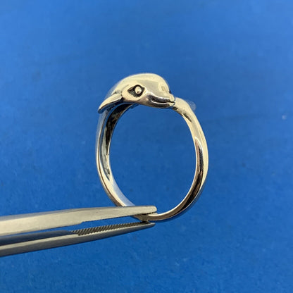 Vintage Designer KABANA Sterling Silver 925 Dolphin Ocean Fish Wrap Bypass Ring