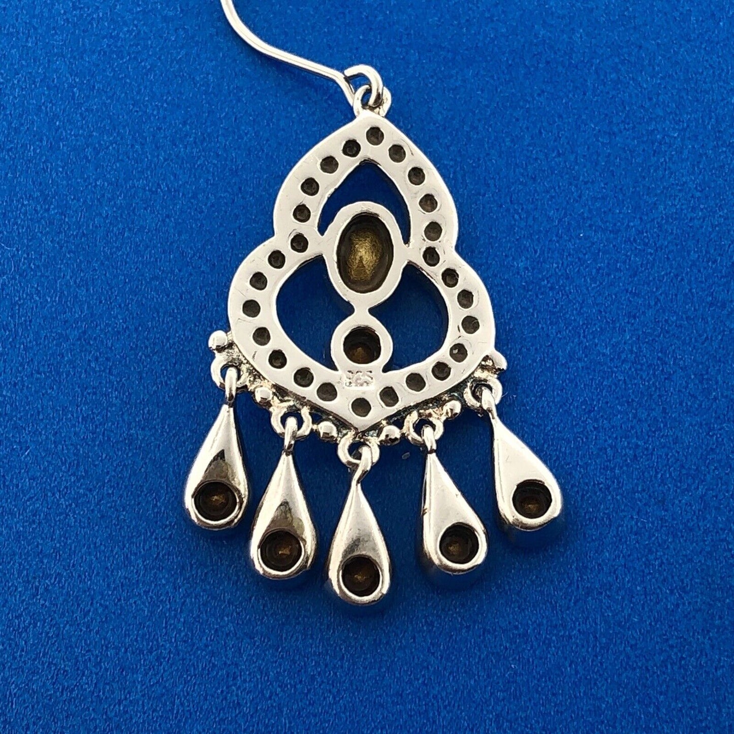 Sterling Silver 925 Cubic Zirconia CZ Statement Chandelier Dangle Earrings