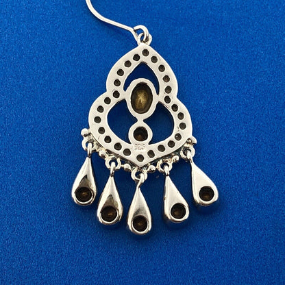 Sterling Silver 925 Cubic Zirconia CZ Statement Chandelier Dangle Earrings