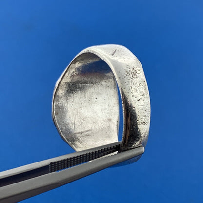 Mid Century 1945 China Engraved 925 Sterling Silver Mercury Dime Bust Dome Ring