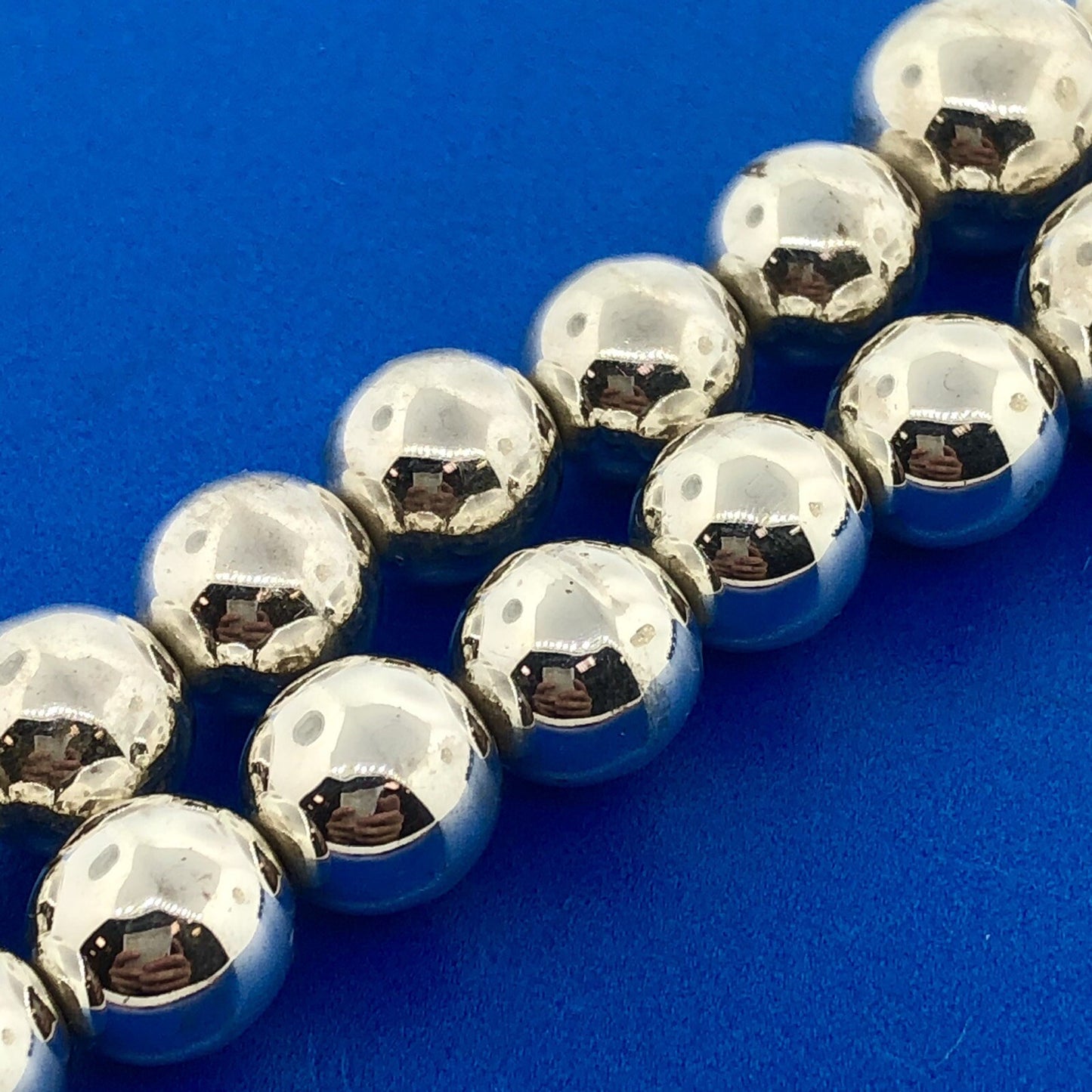 Vintage Taxco TN-91 Sterling Silver 925 Graduated Ball Bead Hand Strung Necklace