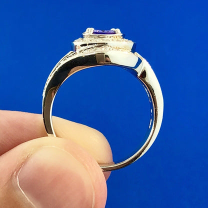 Designer 925 Sterling Silver Tanzanite Diamond Accent December Anniversary Ring