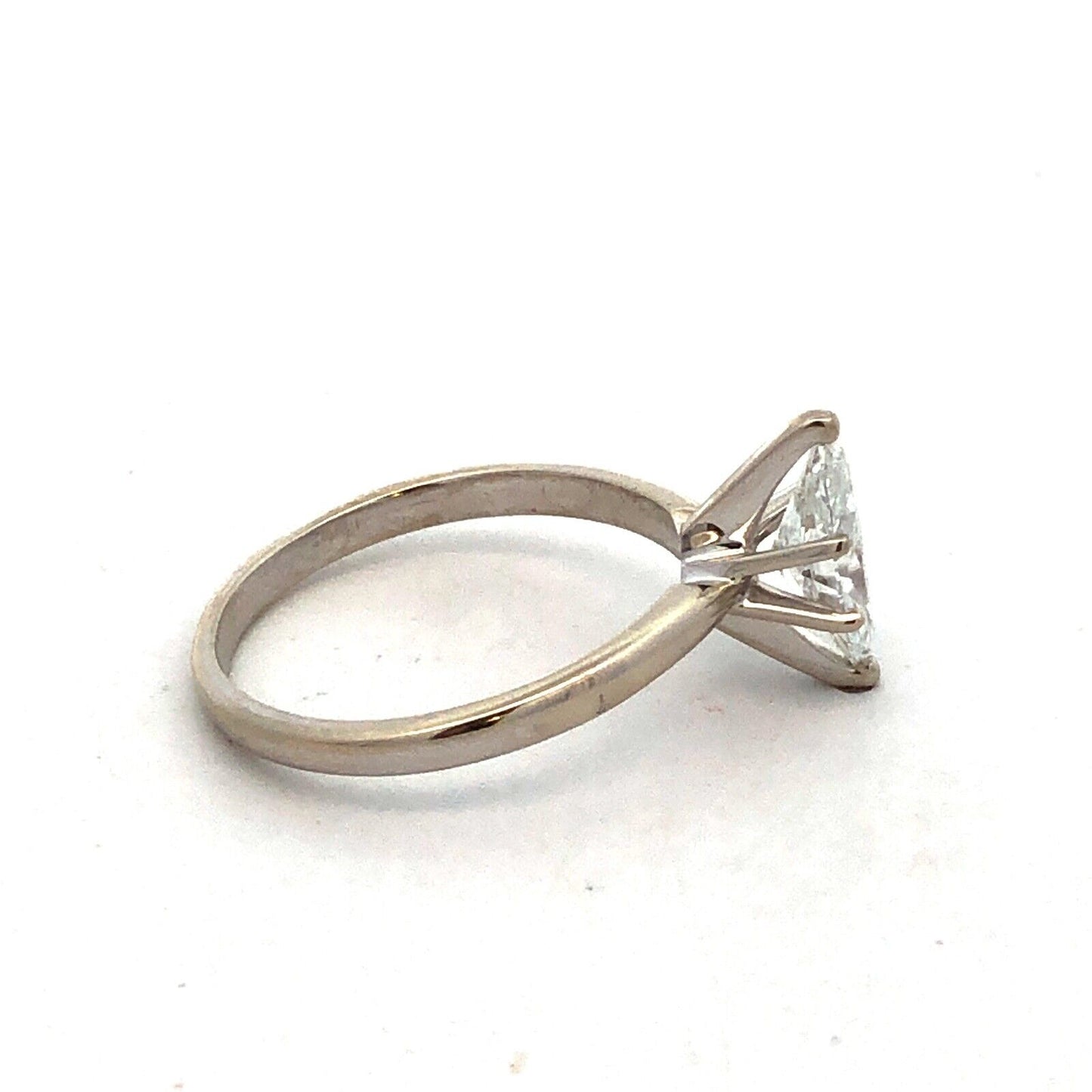 Designer 14K White Gold Marquise Lab Created Diamond Solitaire Engagement Ring