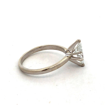 Designer 14K White Gold Marquise Lab Created Diamond Solitaire Engagement Ring