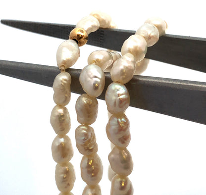 Estate 14K Yellow Gold Baroque Pearl Gold Bead Necklace