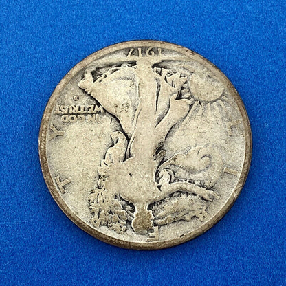 1917 D Obverse Walking Liberty Silver Half Dollar 50c Key Date Denver Coin