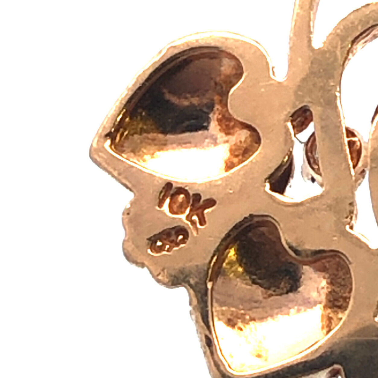 Retro 10K Yellow Rose Gold Two Toned Diamond Vine Grape Leaves Design Pendant