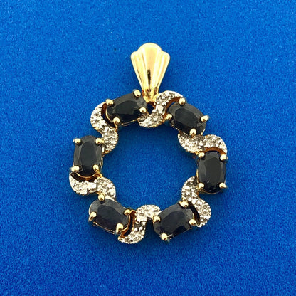 Estate 925 Sterling Silver Vermeil Two Tone Sapphire September Infinity Pendant