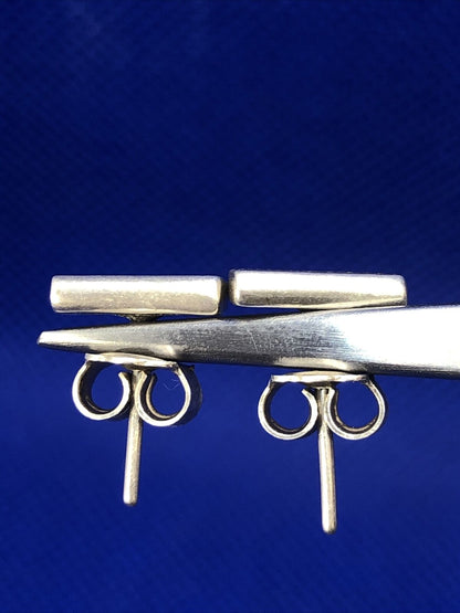 Designer FT 925 Sterling Silver Rectangle Faith Inspirational Stud Earrings