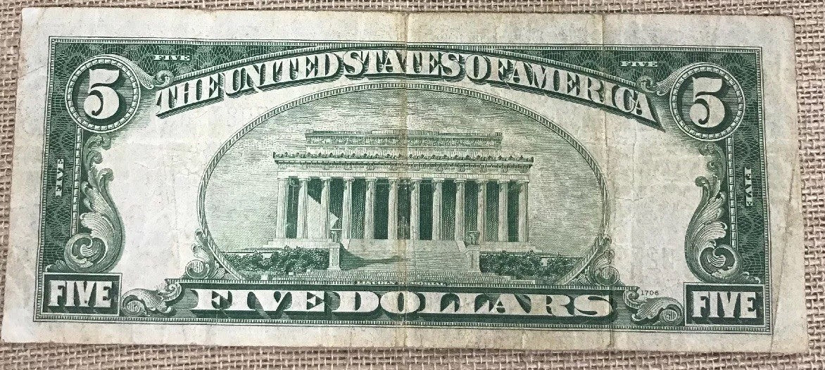 1934 C $5 United States Silver Certificate Julian/Snyder Fr. 1653
