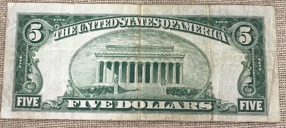 1934 C $5 United States Silver Certificate Julian/Snyder Fr. 1653