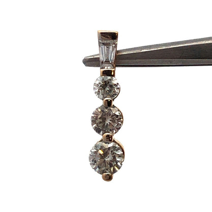 Designer ZEI 18K Yellow Gold Round Diamond Trio Bar Eternity Anniversary Pendant