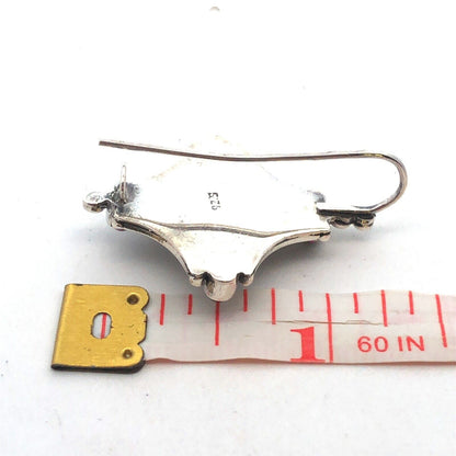 Vintage 925 Sterling Silver Black Onyx Amethyst Hook Statement Dangle Earrings