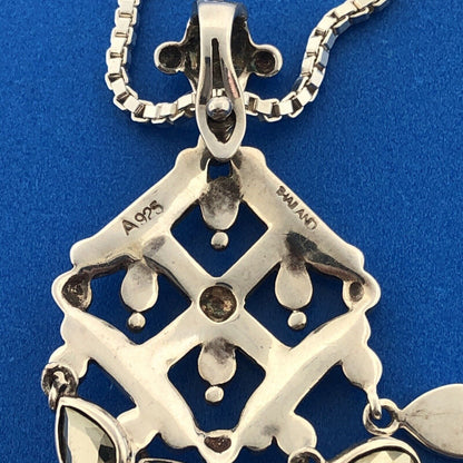 Marcasite Sterling Silver 925 Art Deco Style Dangle Pendant Enhancer Necklace
