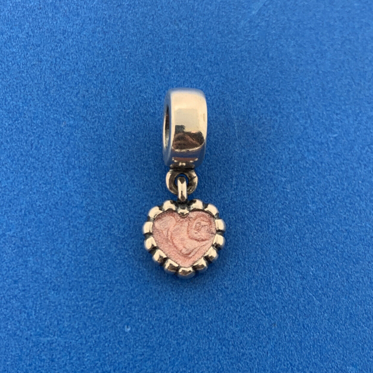 Authentic PANDORA Sterling Silver Young Love Pink Heart Charm #790471 Retired